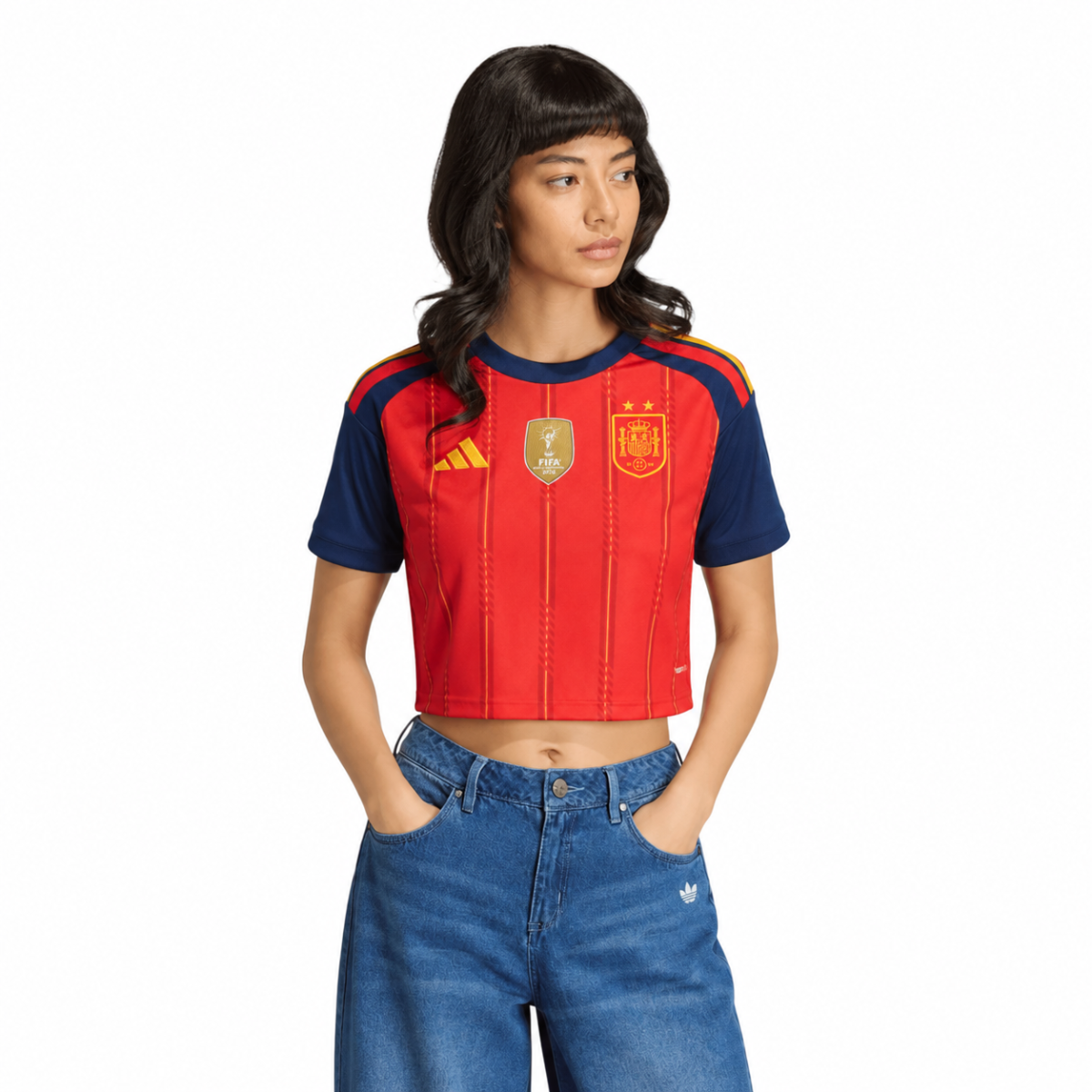 Camiseta España Mujer Primera Equipación Crooped 26 - Campeones del Mundo